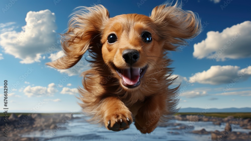 Cute Small Dog Runs Fast Over, Desktop Wallpaper Backgrounds, Background HD For Designer