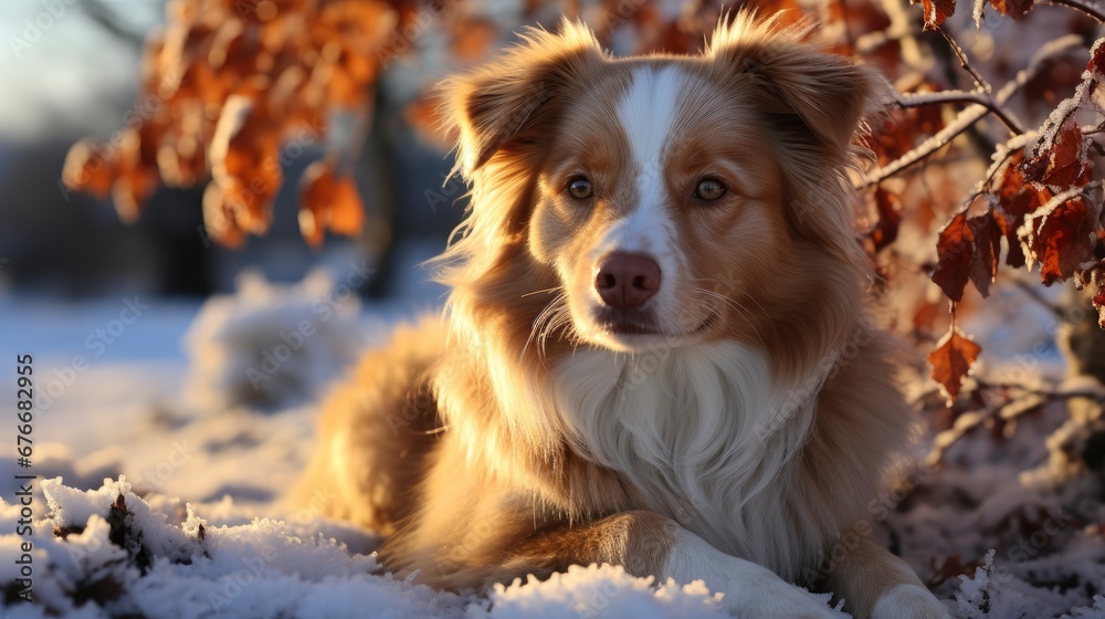 Dog Snow On Nature Australian Shepherd, Desktop Wallpaper Backgrounds, Background HD For Designer