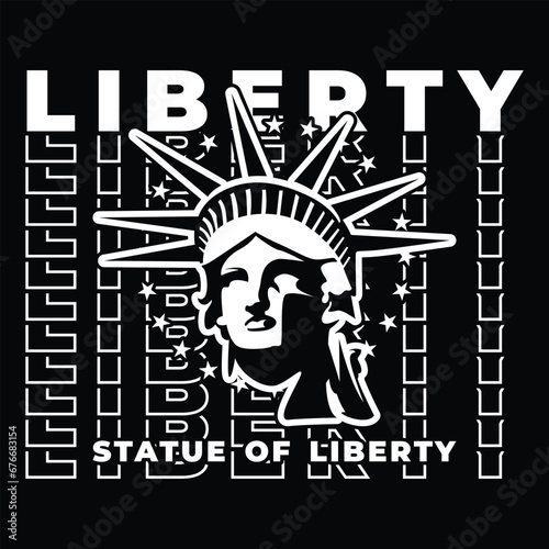 Statue of Liberty Stylized Minimalist Black and White Outline Vector