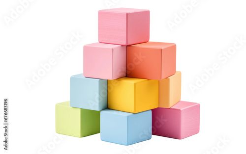 Building Developmental Skills with Baby Blocks on a Clear Surface or PNG Transparent Background.