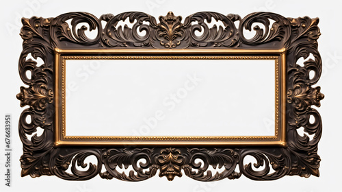 Black carved wooden frame. Carved gilded frame