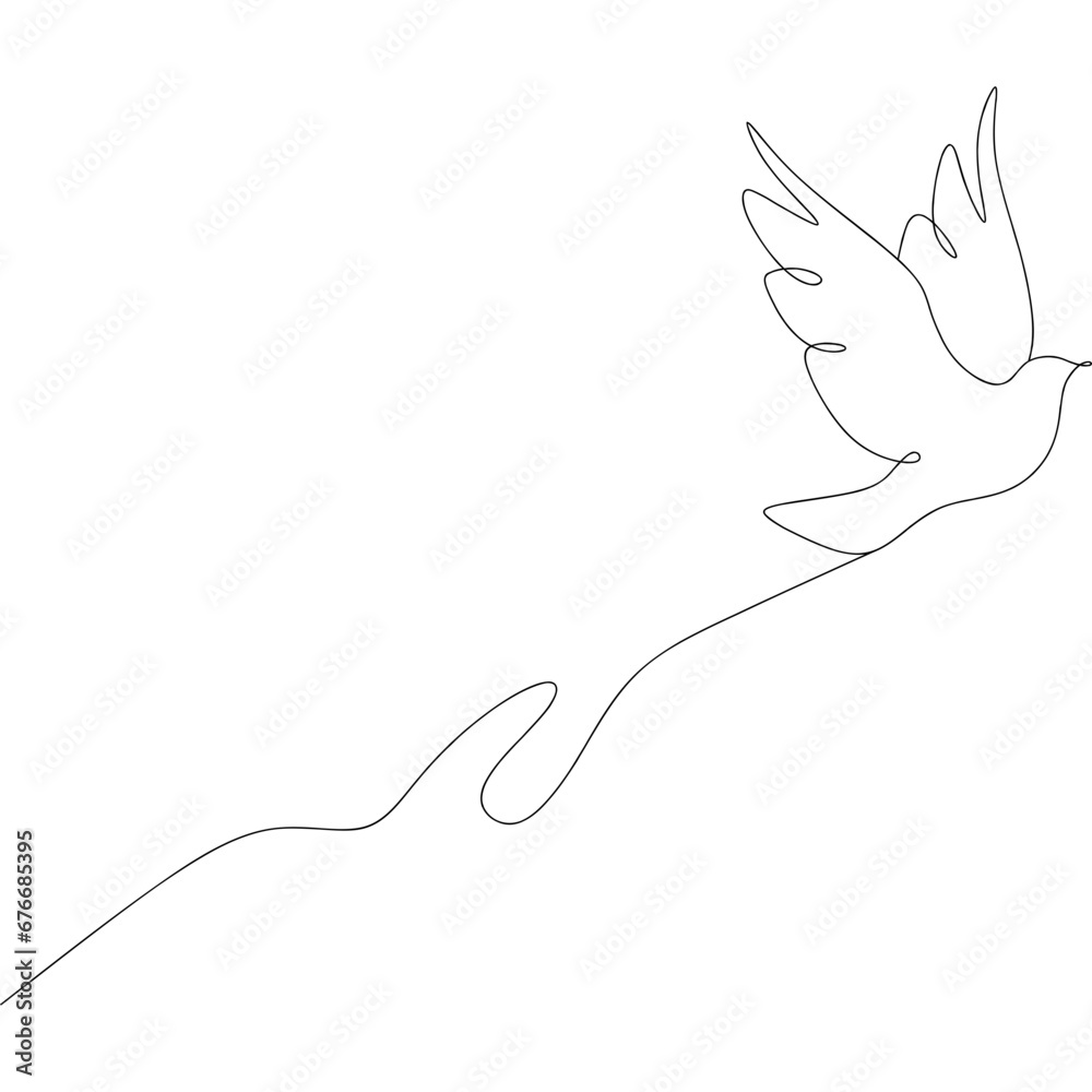 Naklejka premium Flying Dove Line art