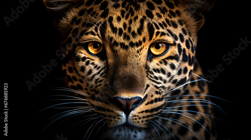 A close up of a leopards face