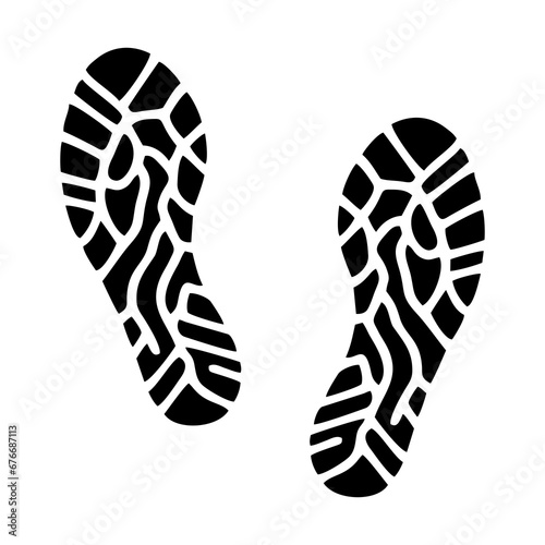 Running shoes foot print imprint. Sport shoe footprint icon. Vector illustration photo