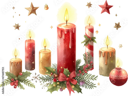 大人っぽいゴージャスなクリスマスキャンドルのイラスト