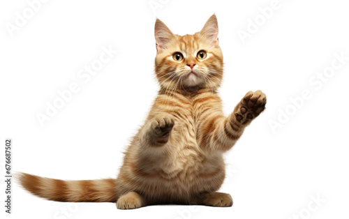Realistic Cat Stretching Imagery on a Clear Surface or PNG Transparent Background.