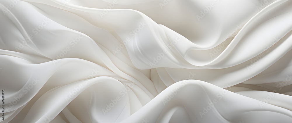 Obraz premium a background of white curved creased fabric, in the style of multi-layered geometry, piles/stacks, light-filled, slide film, minimalist ceramics, photo taken with nikon d750, use of paper 