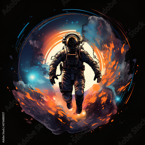 t-shirt design - astronaut on the space
