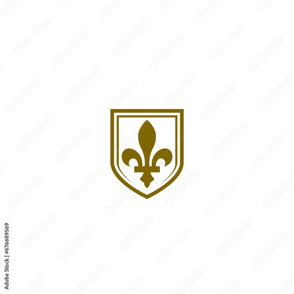 Shield with fleur de lis icon isolated on white background Shield with fleur de lis icon isolated on white background