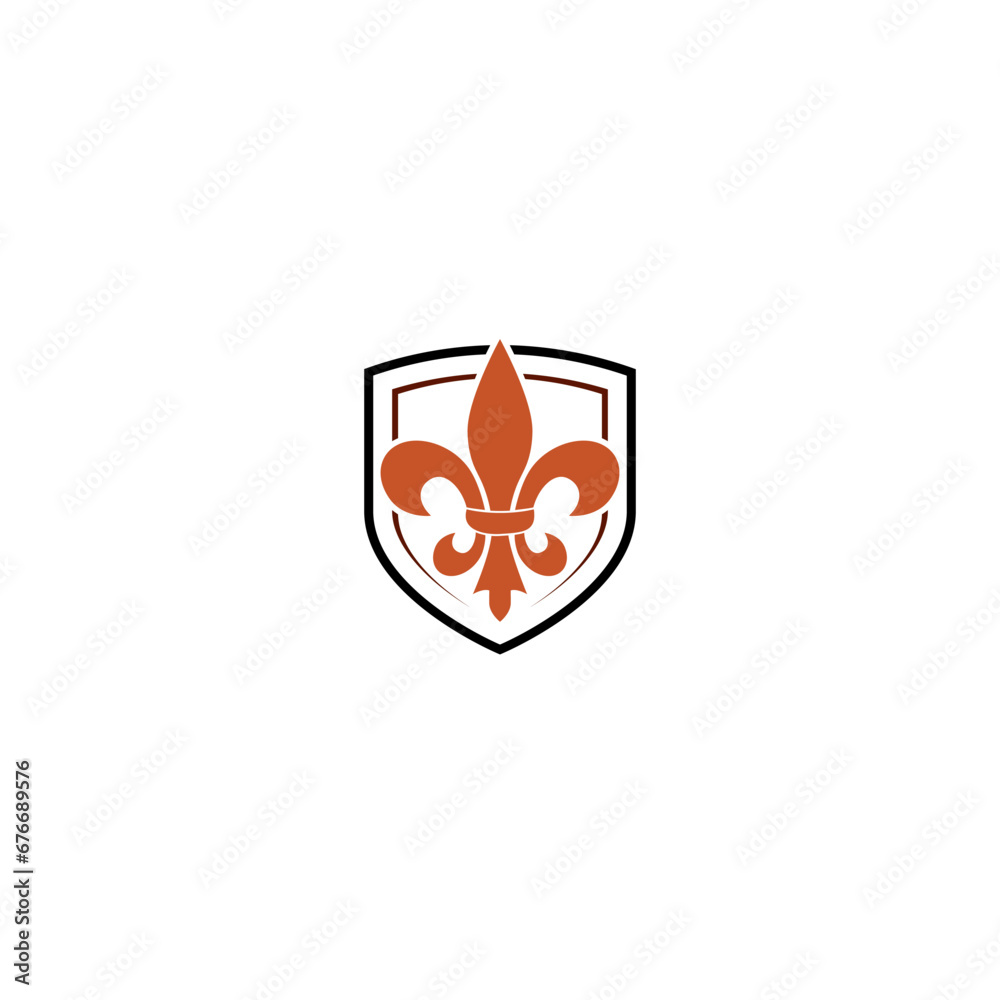 Shield with fleur de lis icon isolated on white background Shield with fleur de lis icon isolated on white background