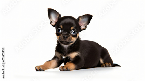 Chihuahua puppy on white background © khan