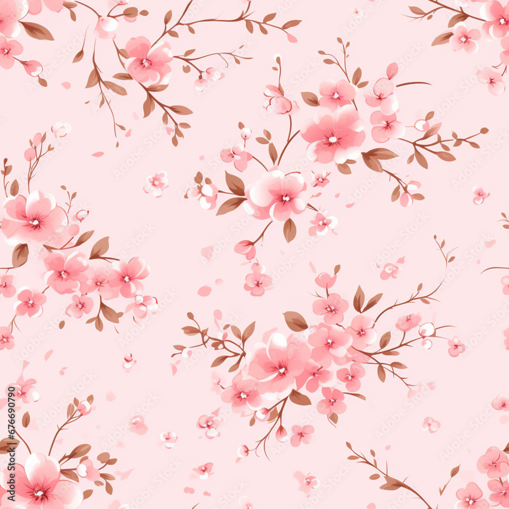 Seamless pattern with sakura flowers. Cherry blossom.