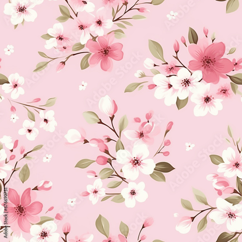 Seamless pattern with sakura flowers. Cherry blossom.