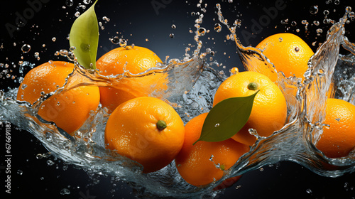 A group of oranges floating in the water