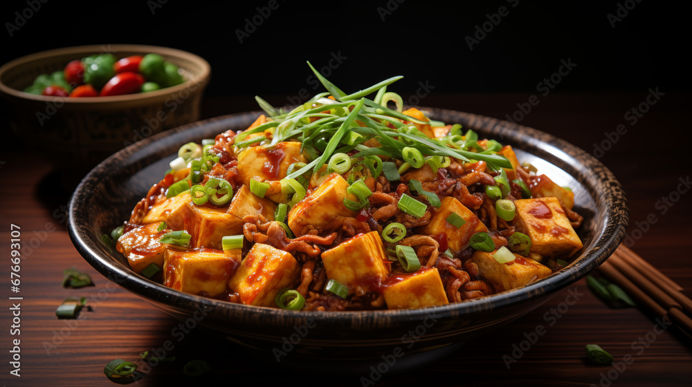 Spicy Mapo Tofu - Traditional Chinese Dish - Generative Ai