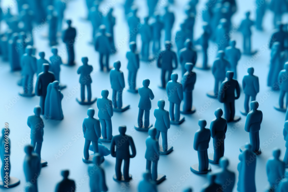 A crowd of blue people. Business team community and networking A crowd of blue people. Business team community and networking