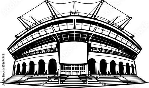 Football Stadium Sports Vintage Outline Icon In Hand-drawn Style
