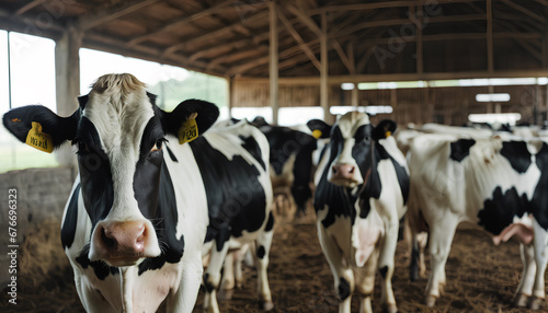Cows in a barn. Generative AI