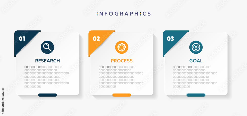 Modern business infographic template with 3 options or steps icons. - obrazy, fototapety, plakaty 