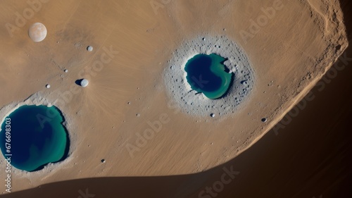 Blue earth seen from the moon surface. AI Generated
