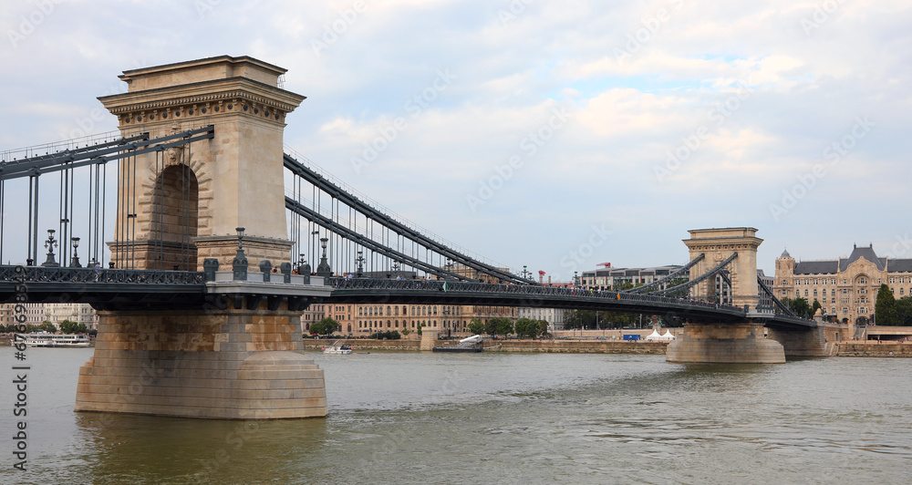 Obraz premium Szechenyi Chain Bridge in Budapest In Hungary over the Danube River