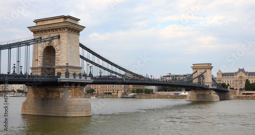 Szechenyi Chain Bridge in Budapest In Hungary over the Danube River