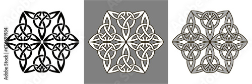 Irish celtic knot ornament pattern symbol. Celtic trinity knot vector, line drawing, logo design element. Vector symbol icon illustration set.