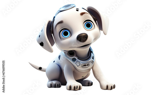 Realistic Image of an Emotion Responsive Robot Pet on a Clear Surface or PNG Transparent Background.