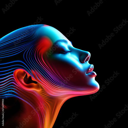 portrait of a futuristic illuminated woman