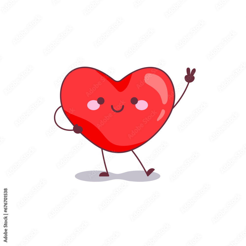 Joyful Heart Mascot with Peace Sign Icon. Vector Illustration of a Love Heart Character Making a V-Sign, Perfect for Expressing Happiness and Harmony. Joyful Heart Mascot with Peace Sign Icon. Vector Illustration of a Love Heart Character Making a V-Sign, Perfect for Expressing Happiness and Harmony.