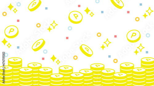 華やかなかわいいポイントコイン背景　サイズ比率16:9