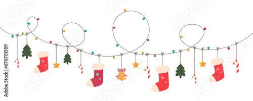 Christmas hanging ornaments are used to decorate cards, posters, web decorations and products during the Christmas holiday season