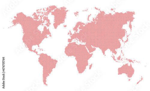 World map halftone printing technique, vector illustration and flat design.