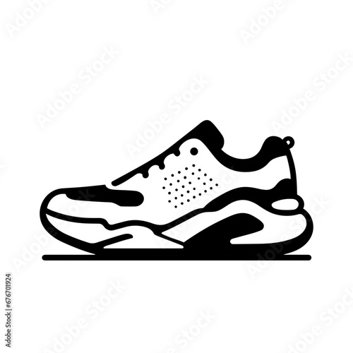 Sneakers icon. Black silhouette of sneakers on a white background. Vector illustration