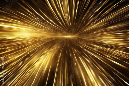 Abstract speed glowing light background banner illustration - Speedy motion blur creating flashy pattern of gold straight lines, laser beams for web banner and wallpaper design © ramses
