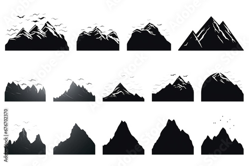 Set for lmountain silhouette icon vector. photo