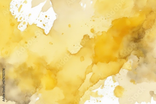 Abstract yellow color painting illustration - watercolor paper with splashes, patch or stain, isolated on transparent background © ramses