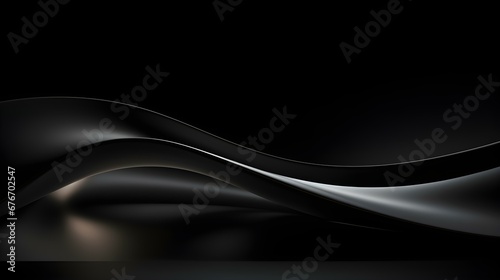 Abstract 3D Background of Curves and Swooshes in black Colors. Elegant Presentation Template