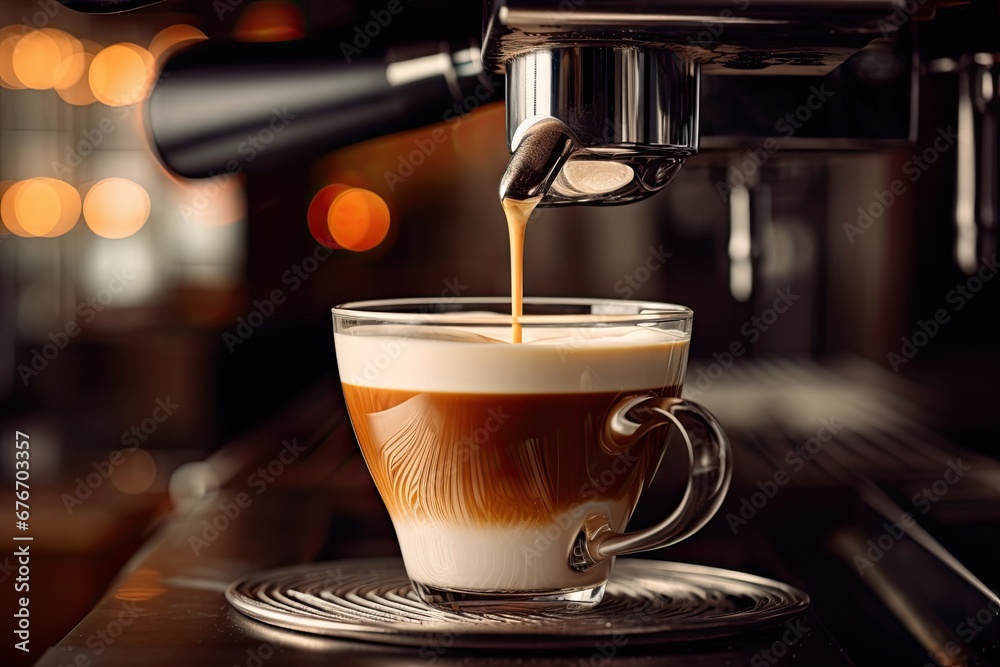 Espresso elegance. Morning rituals at modern cafe. Barista craft. Precision in every coffee drop. Cappuccino creations. Symphony of aroma and froth. Close up of expertise Espresso elegance. Morning rituals at modern cafe. Barista craft. Precision in every coffee drop. Cappuccino creations. Symphony of aroma and froth. Close up of expertise