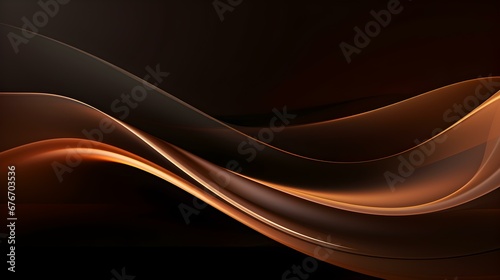 Abstract 3D Background of Curves and Swooshes in dark brown Colors. Elegant Presentation Template