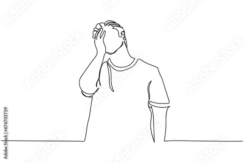  line art of a worried and disappointed man. A hopeless guy roaming around. Stages of grief. How to handles loss art.Vector of a stressful young person.Stressed adult man. Sadness. Young.directionless