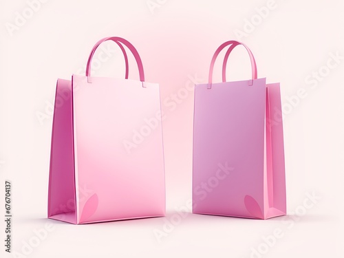 pink shopping bag isolated on a white background