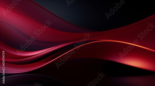 Abstract 3D Background of Curves and Swooshes in dark red Colors. Elegant Presentation Template