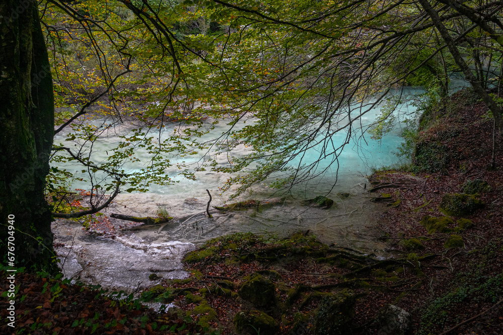 Fototapeta premium Route through the Source of Urederra. Navarre. Spain