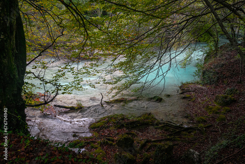 Route through the Source of Urederra. Navarre. Spain