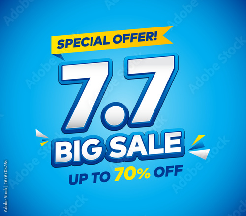 7.7 vector big sale, flash sale banner template design. Vector illustration.