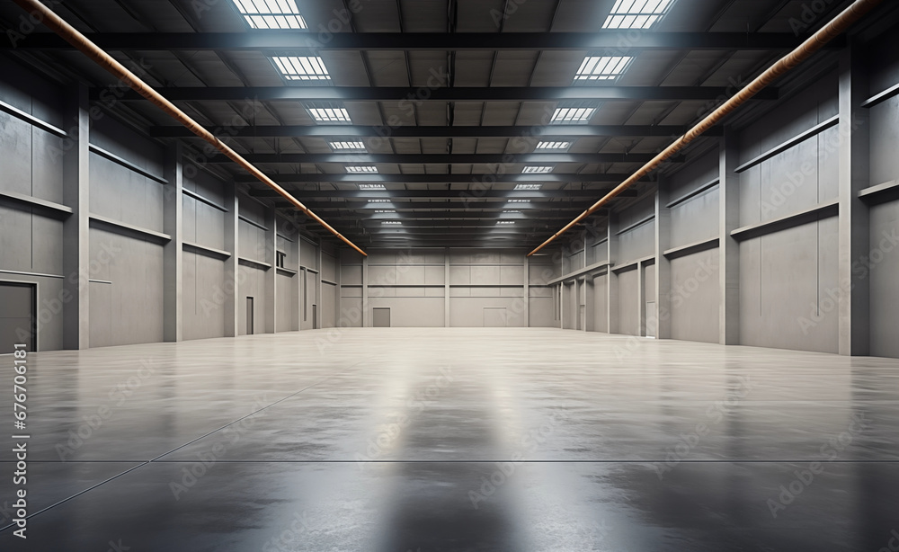 Interior of empty and clean modern warehouse