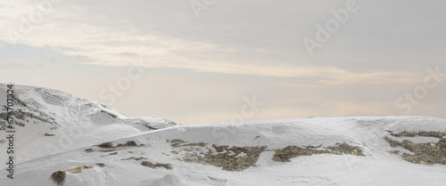 white snow landscape background illustration snow 3d rendering