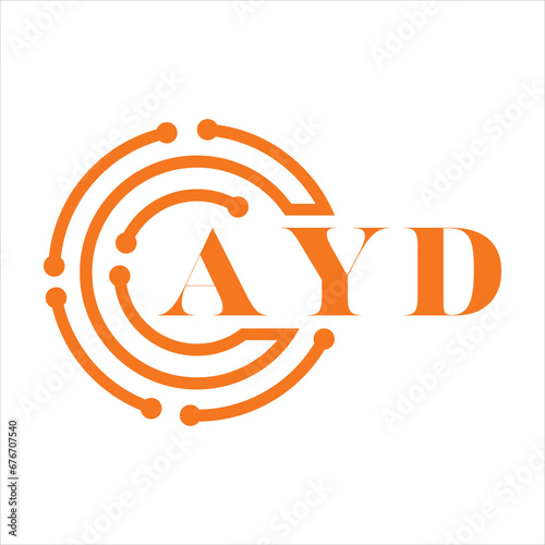 AYD letter design. AYD letter technology logo design on white background. AYD Monogram logo design for entrepreneur and business. photo