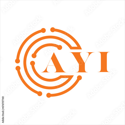 AYI letter design. AYI letter technology logo design on white background. AYI Monogram logo design for entrepreneur and business. photo